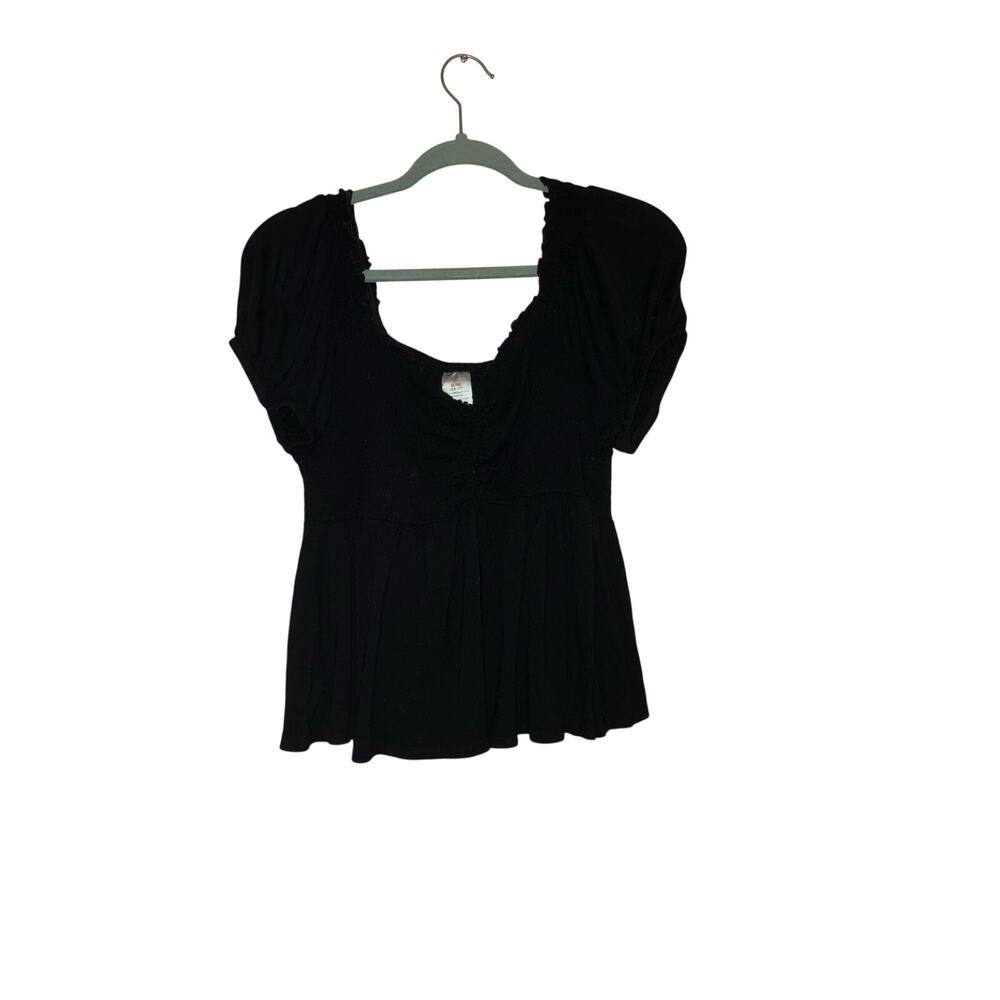 No Boundaries Black Babydoll Peplum Top Size XL Juniors
